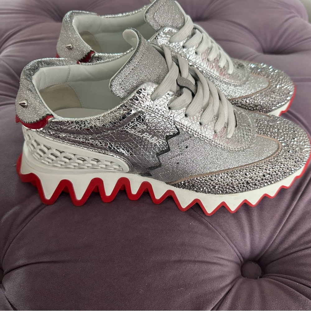 Sold out Christian Louboutin Loubishark Glittered  sneakers size 38 - Picture 2 of 16
